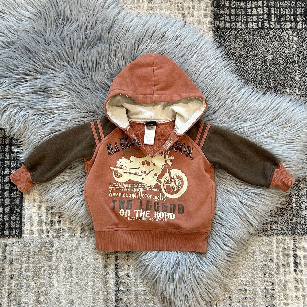 Harley Davidson Distressed Youth Pullover Hoodie Size 2T